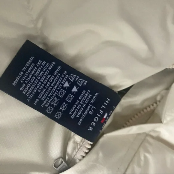 Tommy Hilfiger reversible crème orange puffer coat large